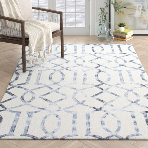 Frostley Geometric Handmade Tufted Silver/OffWhite Area Rug & Reviews Joss & Main